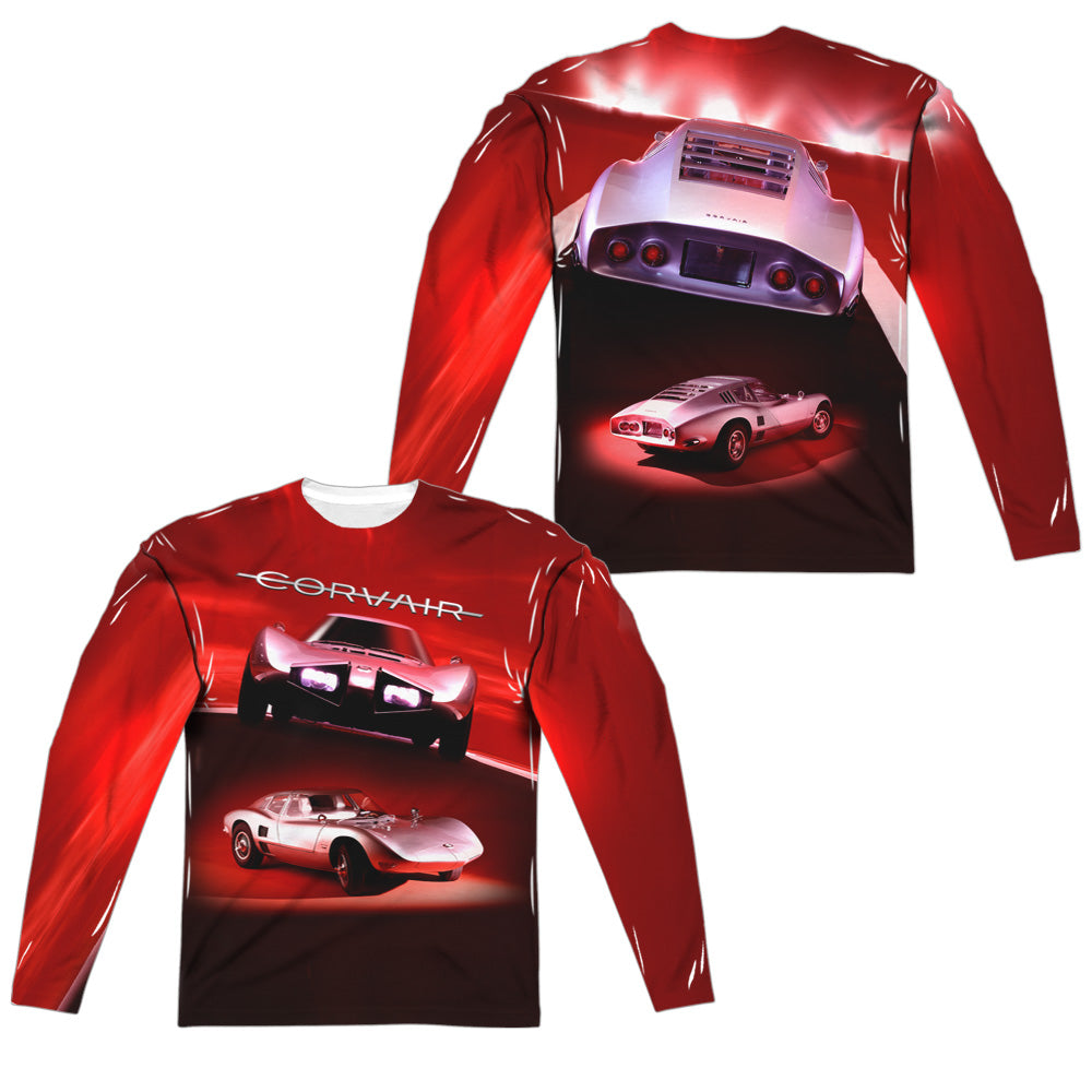 Chevrolet Corvair Silver Bullet (Front/Back Print)-L/S Adult Poly Crew-White