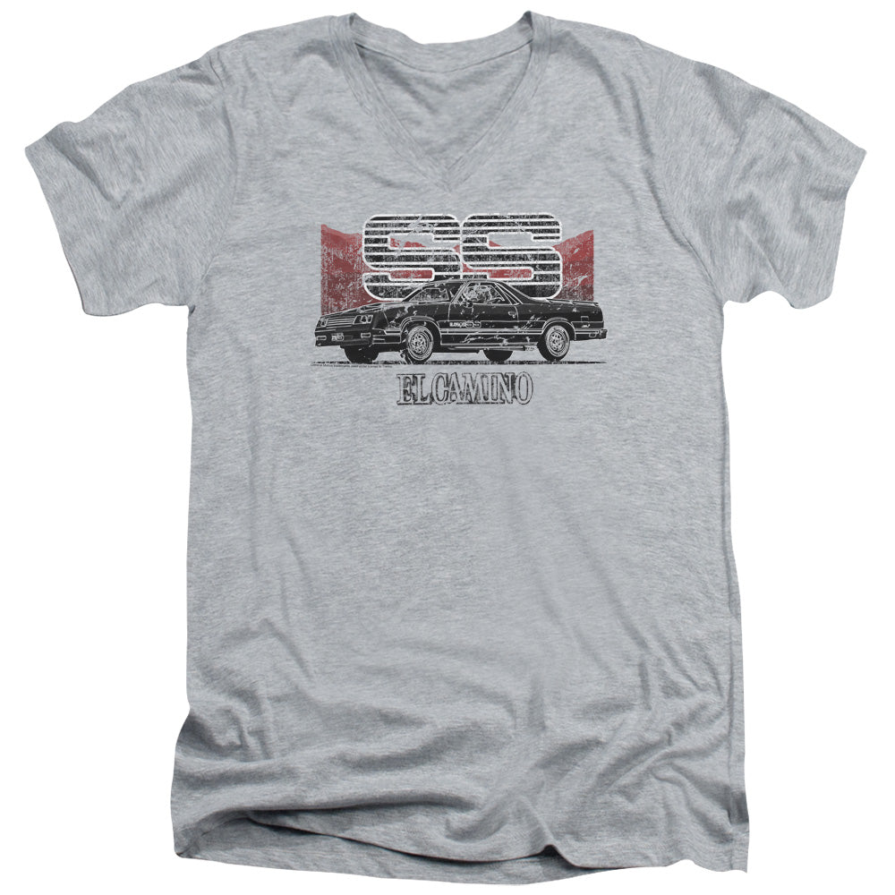 Chevrolet El Camino SS Mountains-Adult Slim Fit V Neck Cotton-Athletic Heather