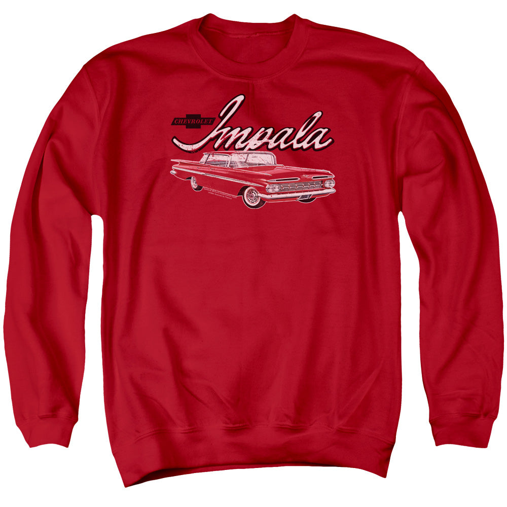Chevrolet Classic Impala-Adult Crewneck Sweatshirt-Red