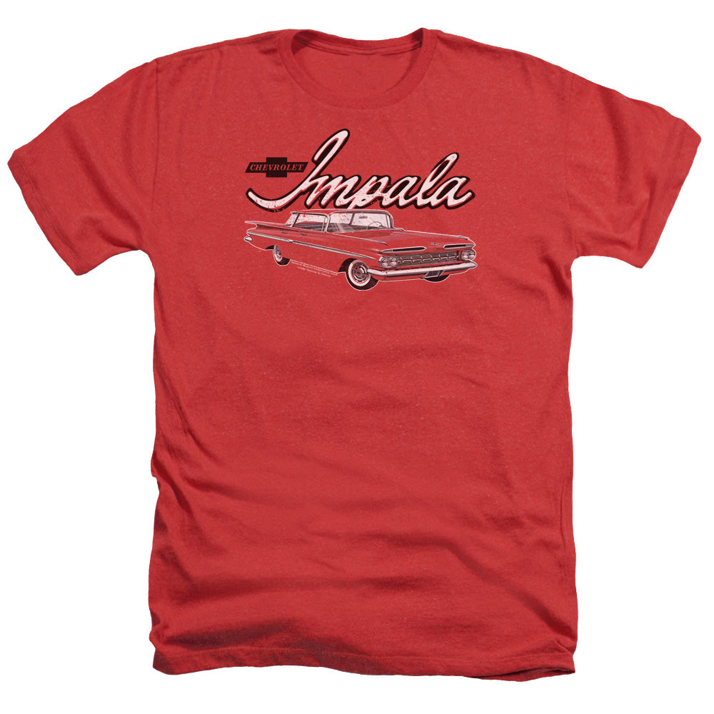 Chevrolet Classic Impala-Adult Regular Fit Heather Short Sleeve-Red