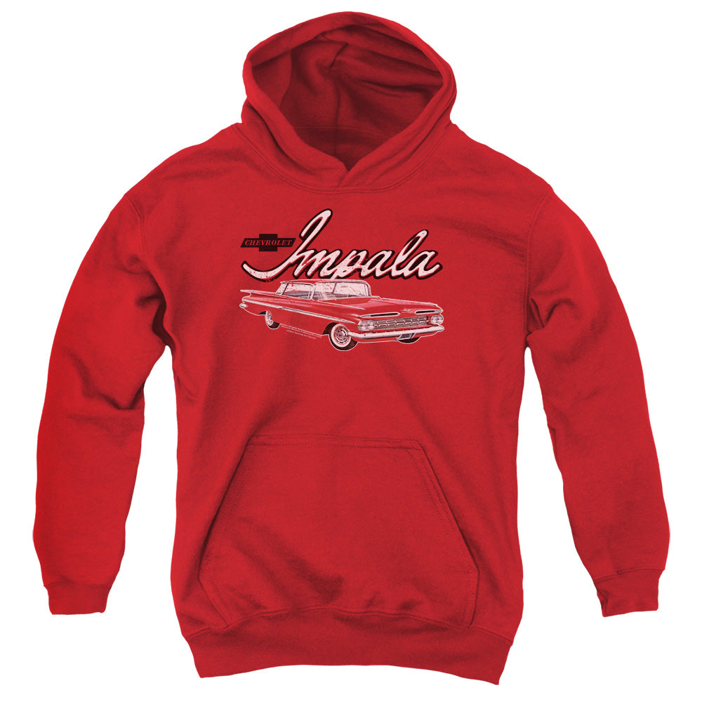 Chevrolet Classic Impala-Youth Hooded Sweatshirt-Red