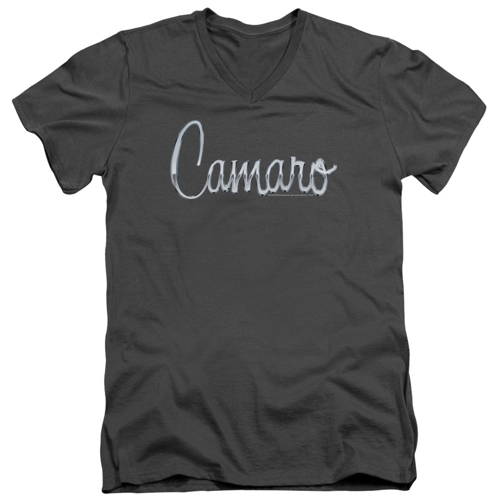 Chevrolet Classic Camaro Metal-Adult Slim Fit V Neck Cotton-Charcoal