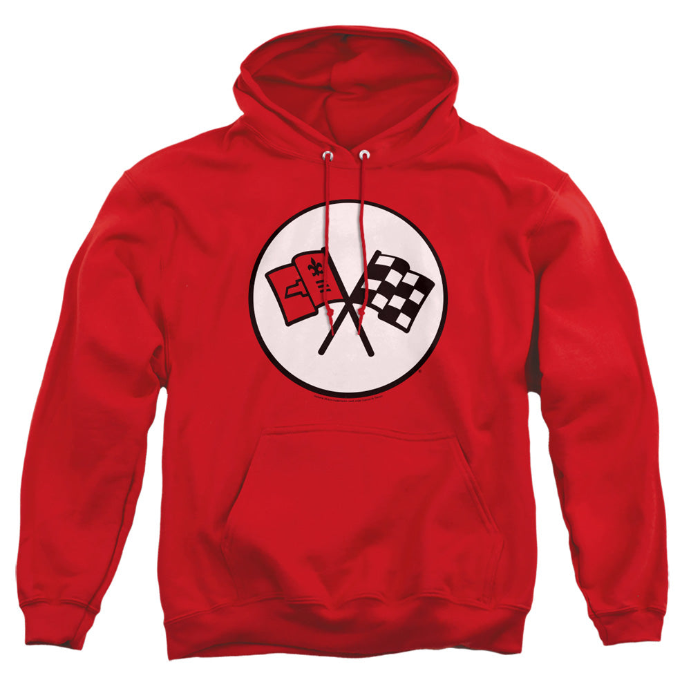Chevrolet C2 Corvette Logo-Adult Pullover Hoodie-Red