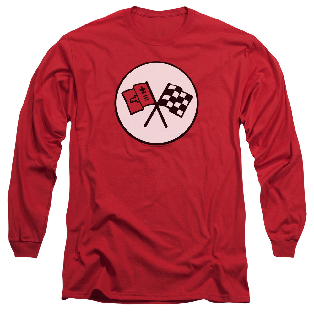 Chevrolet C2 Corvette Logo-Adult Long Sleeve-Red