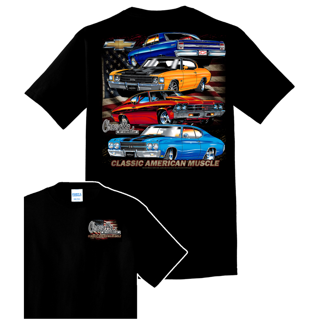 Chevelle Americana 100% Cotton T-Shirt – Classic American Muscle (Black)