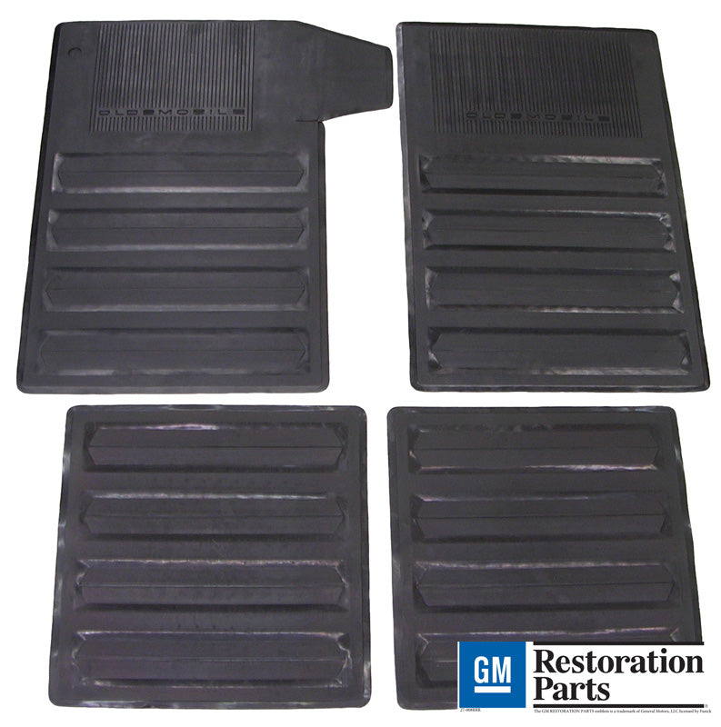 Fm 7301 Floor Mats, Front And Rear Nice Reproduction Black Only Oldsmobile 442 1968-1971, Cutlass 1968-1972, Cutlass Supreme 1971-1972