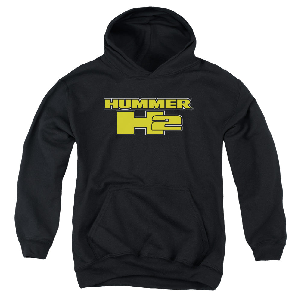 Hummer/H2 Block Logo-Youth Hooded Sweatshirt-Black