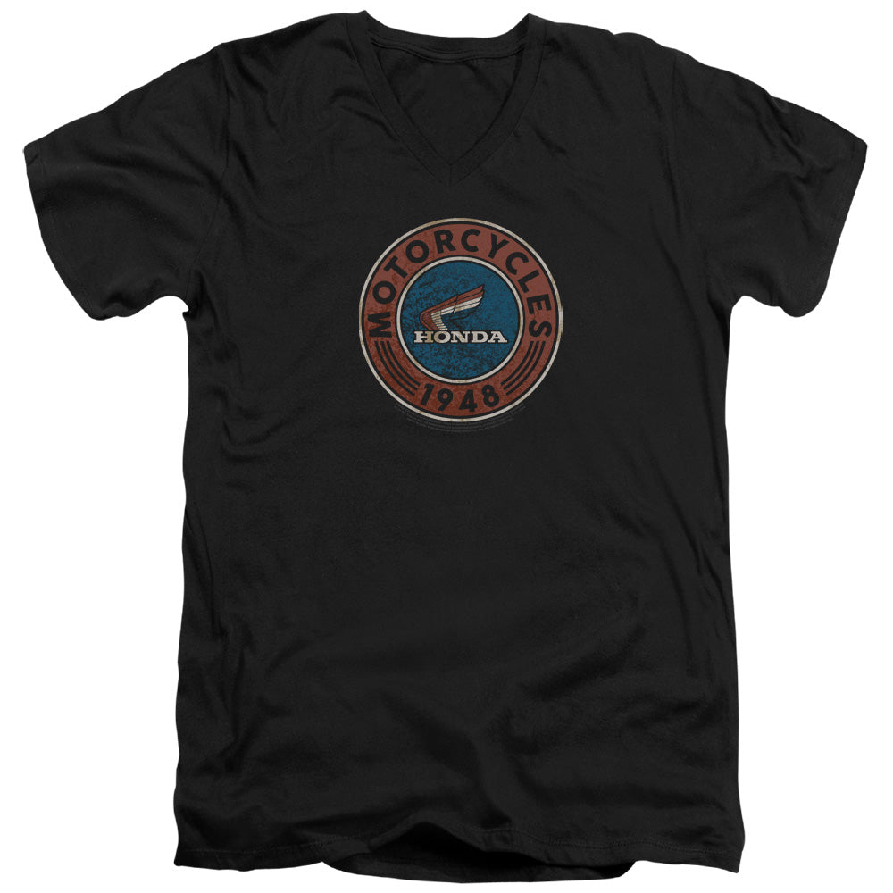 Honda Motorcycle-Adult Slim Fit V Neck Cotton-Black