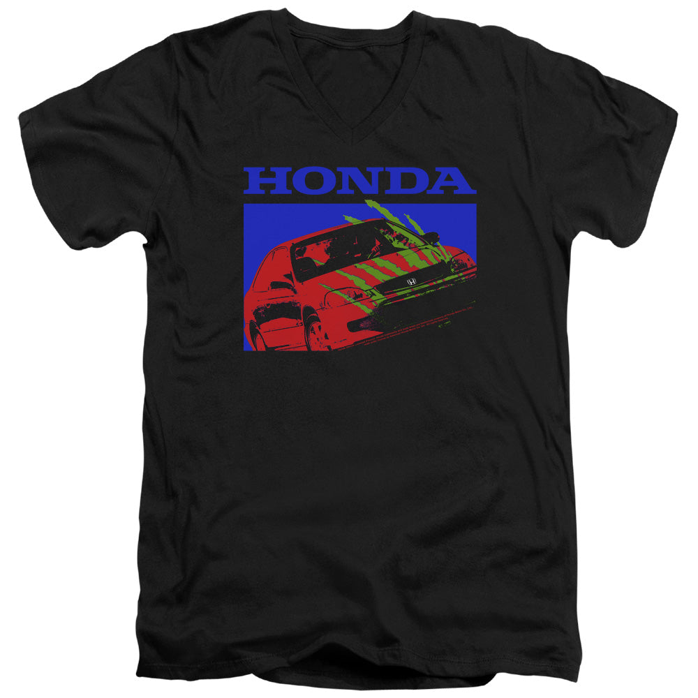 Honda Civic Bold-Adult Slim Fit V Neck Cotton-Black
