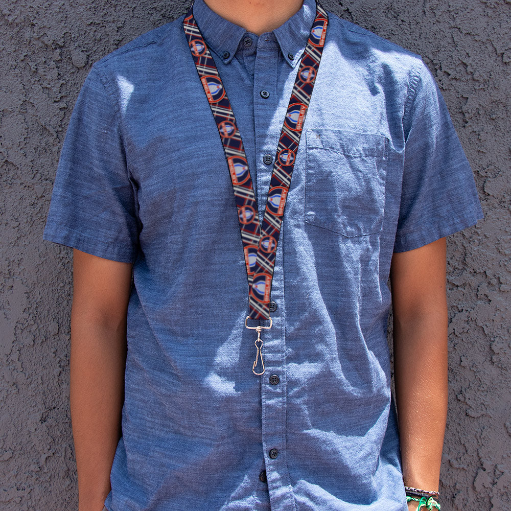 Shelby Cobra Plaid X Navy Gray & Red Lanyard - 1.0"