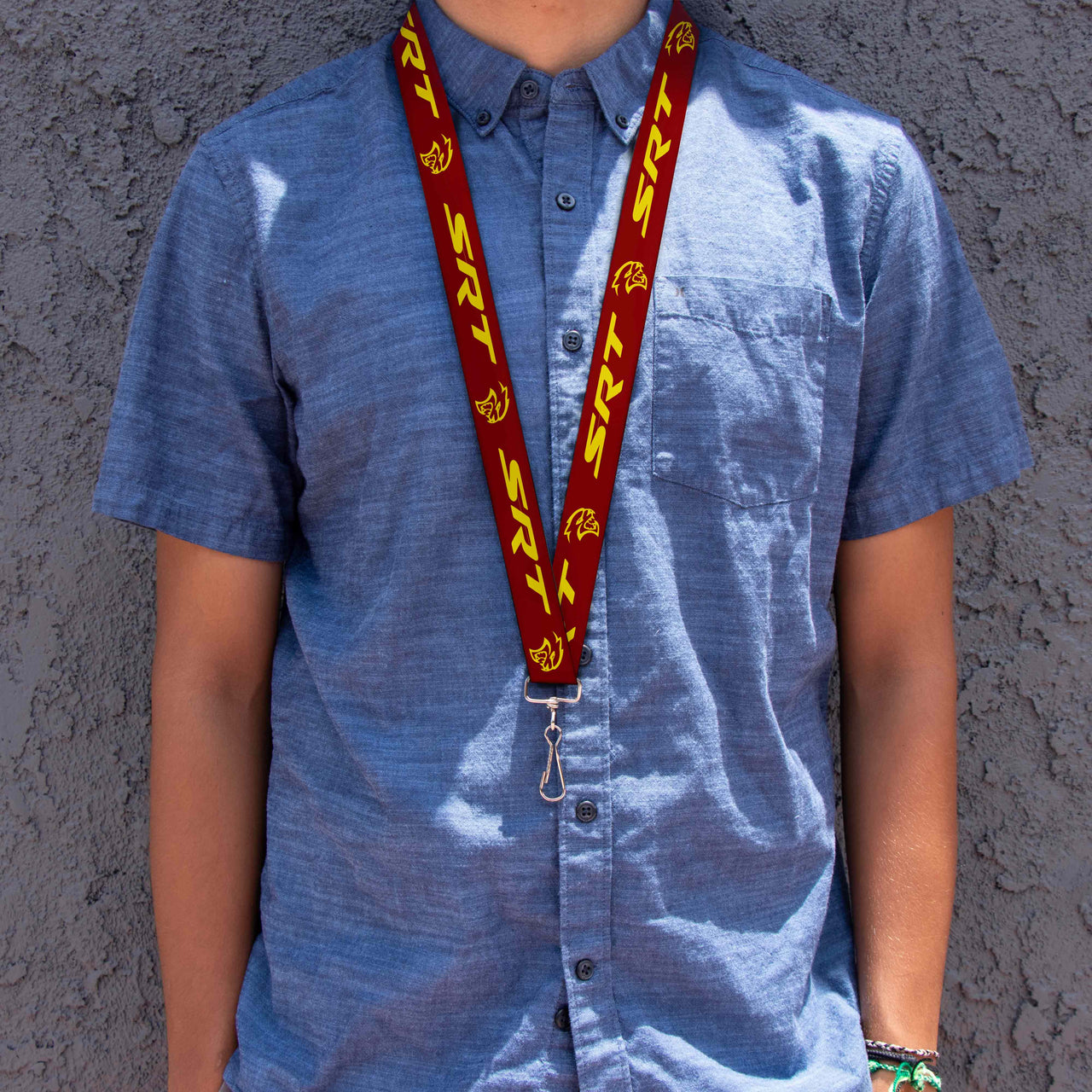 Lanyard - 1.0" - Dodge SRT Hellcat Logo Burgundy Yellow