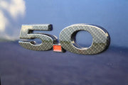 2005-2023 Mustang Hydro Carbon Fiber 5.0 Emblem W/Metallic Gold Vinyl Dot - Gloss Finish - Pair - CA-MA4792CG-Classic-Auto-Store-Online