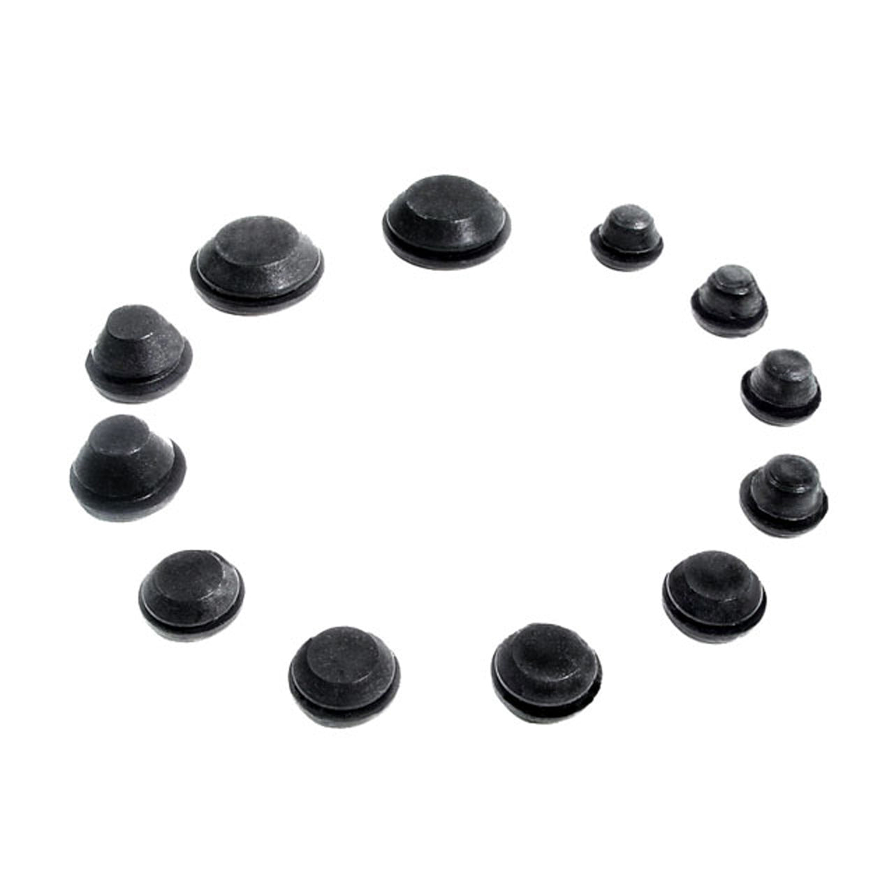Black Rubber "Oem" Style Hole Plugs. 12 Piece Kit