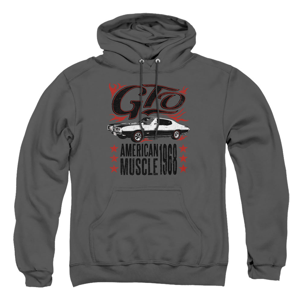 Pontiac GTO Flames Adult Pullover Hoodie - Charcoal
