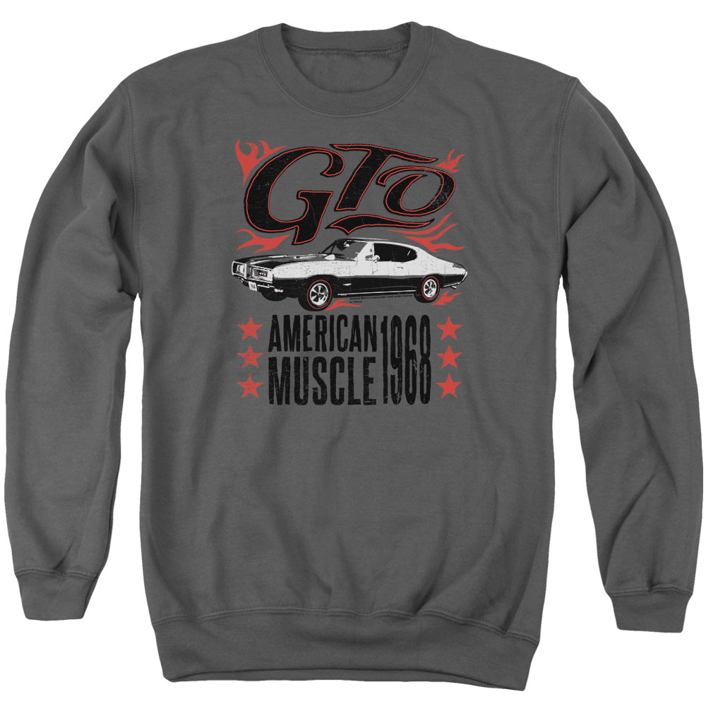 Pontiac GTO Flames Adult Crewneck Sweatshirt - Charcoal