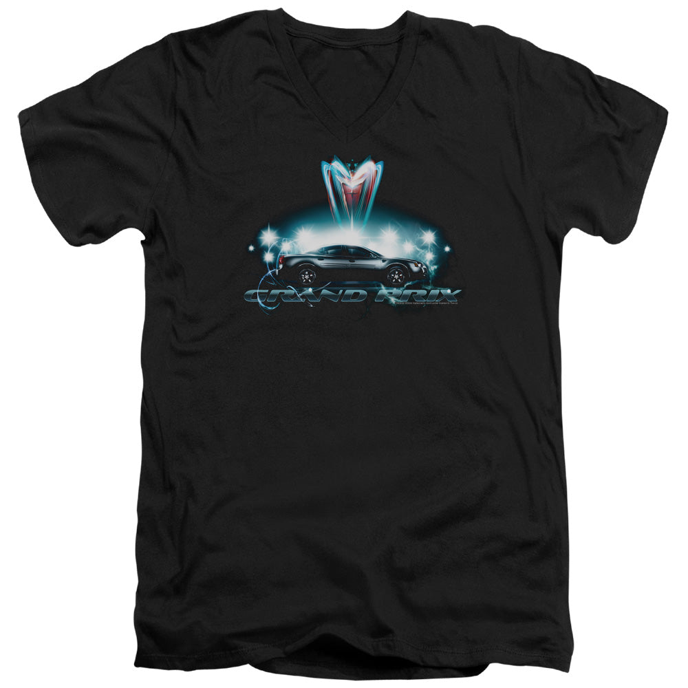 Pontiac Silver Grand Prix-Adult Slim Fit V Neck Cotton-Black