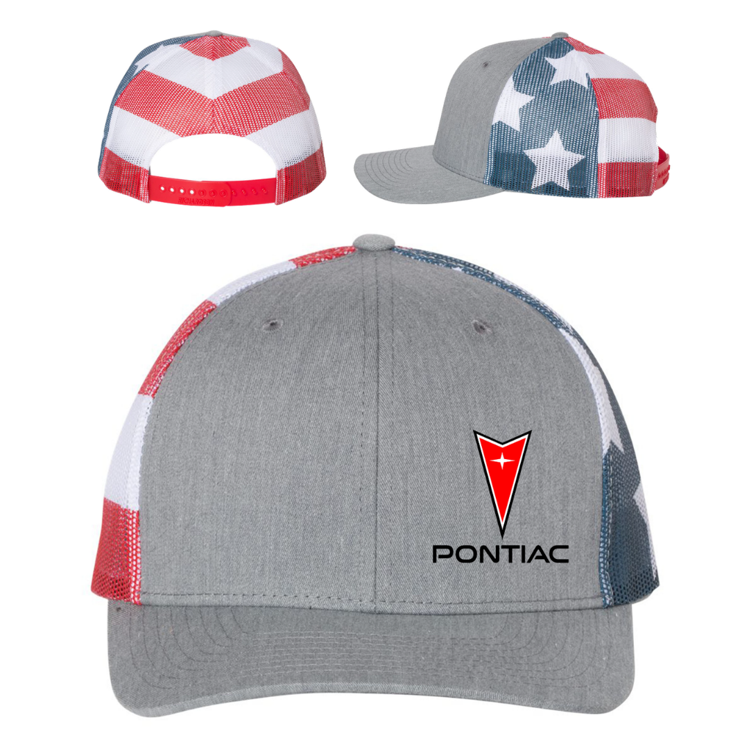 Pontiac Americana Trucker Hat – Flag Mesh Snapback