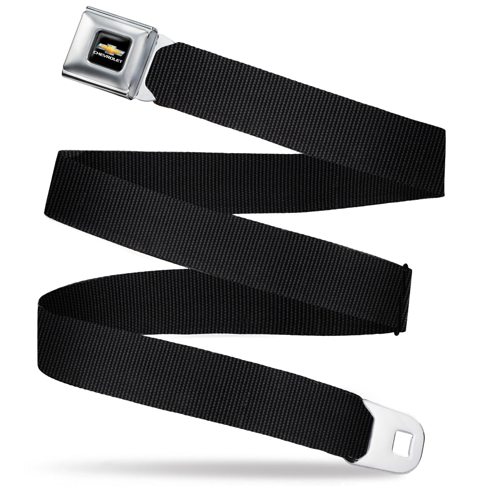 Chevy Bowtie Black & Gold Seatbelt Belt Black Webbing