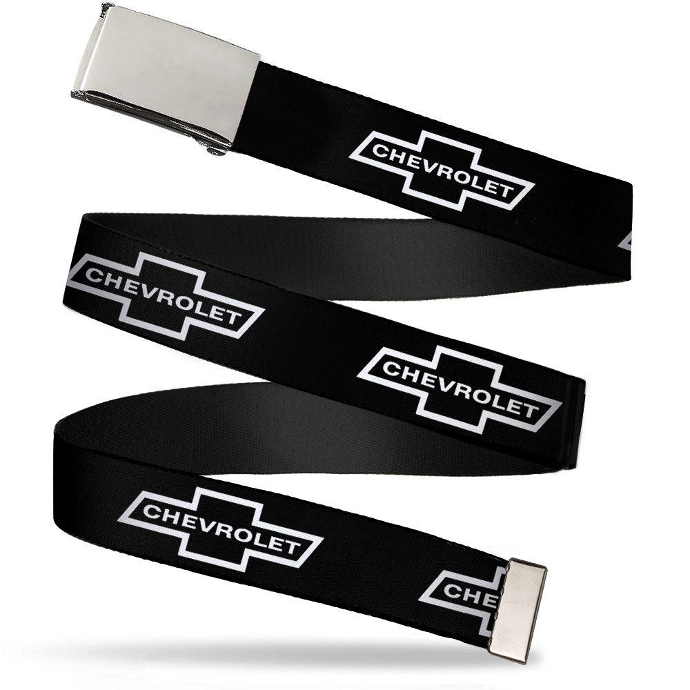 1965 Chevrolet Bowtie Black & White Belt Blank Chrome Buckle