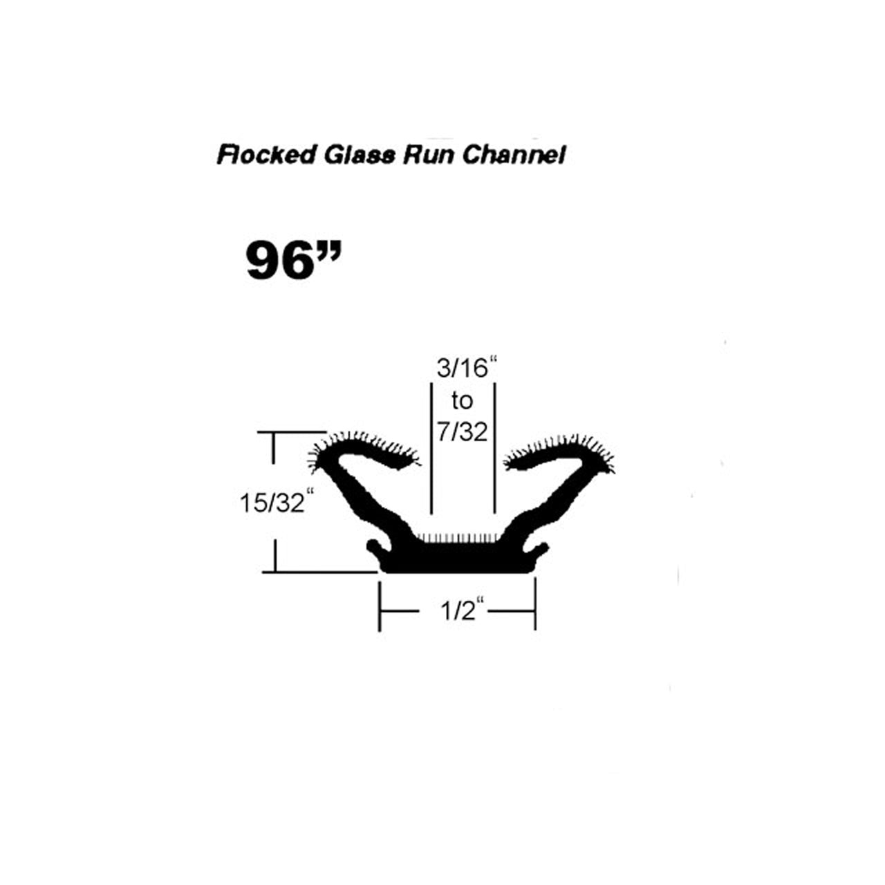 Wc 21-96 Flocked Window Channel 96" Piece Each Ford Fairlane 1966-1967, Falcon 1966-1967, Ranchero 1966-1967