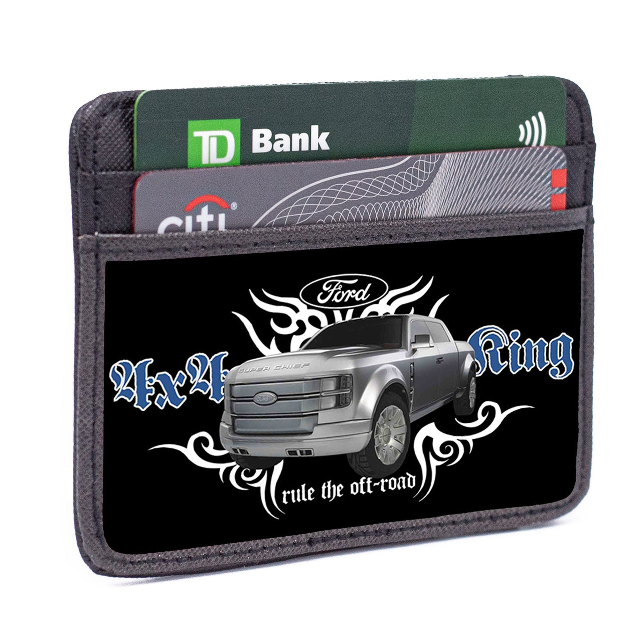 Weekend Wallet - FORD 4x4 TRUCKING-RULE THE OFF-ROAD Black White Blue Grays