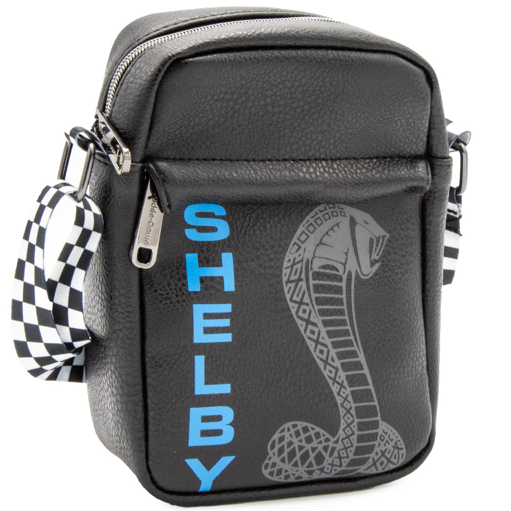 Carroll Shelby Super Snake Cobra Black & Blue Crossbody Wallet