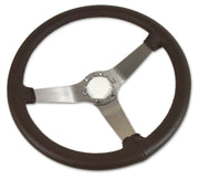1977-1978 Corvette Reproduction Steering Wheel - Dark Brown Leather W/Satin Spokes - CA-X23755-Corvette-Store-Online