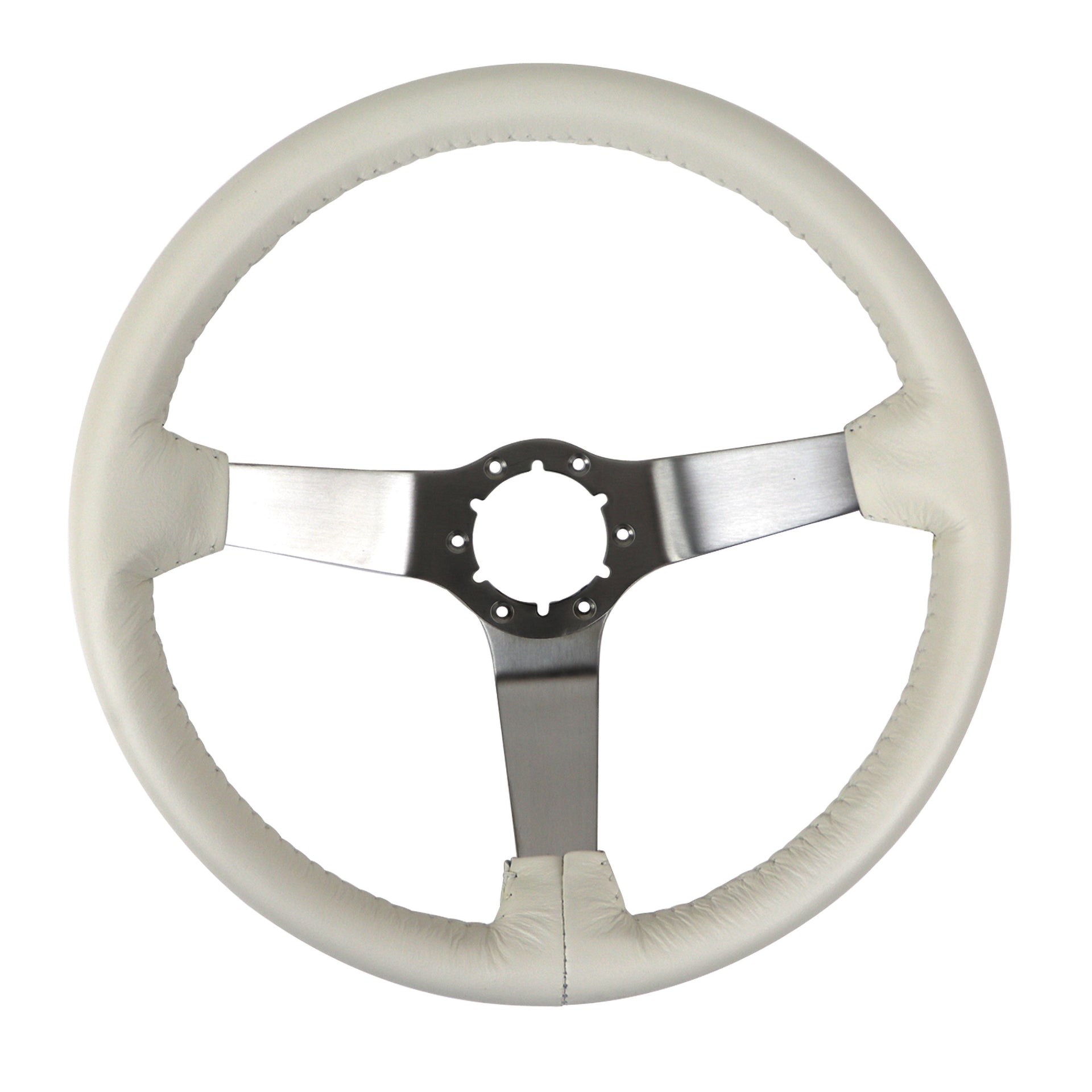 1977-1977 Corvette Reproduction Steering Wheel - White Leather W/Satin Spokes - CA-X23776-Corvette-Store-Online