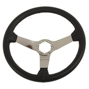 1982-1982 Corvette Leather Steering Wheel - Charcoal W/Chrome Spokes - CA-X23821-Corvette-Store-Online