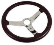 1980-1980 Corvette Leather Steering Wheel - Claret W/Chrome Spokes - CA-X23836-Corvette-Store-Online