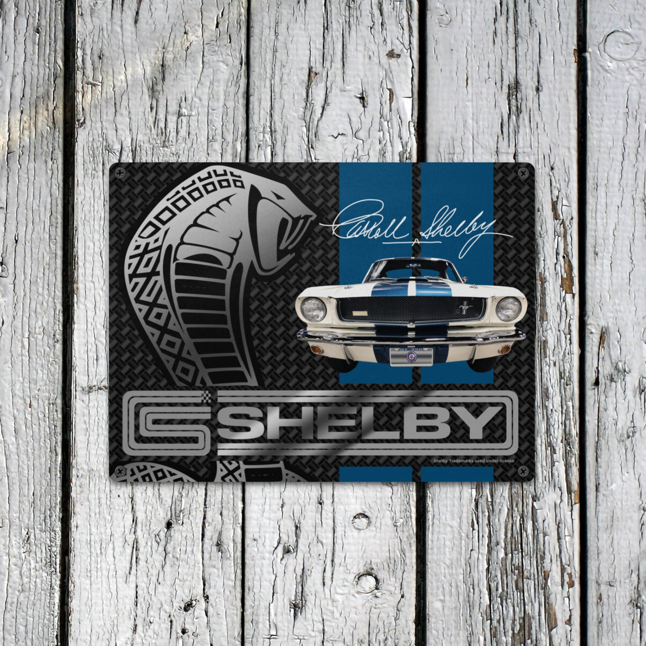 Carroll Shelby GT350 16"x12" Tin Sign – Vintage Muscle Car Wall Art, Classic Muscle Car Decor for Garage, Man Cave, Bar, or Home