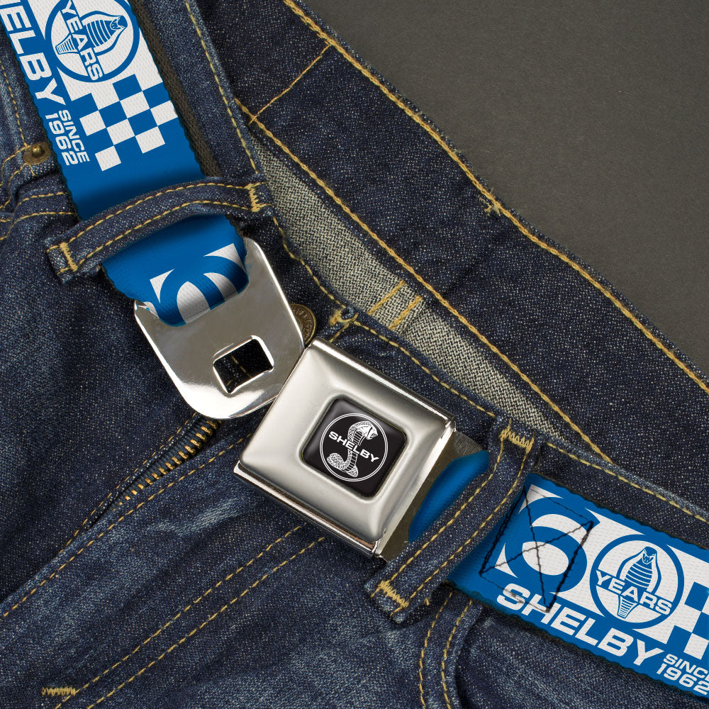 Shelby 60 Years Checkered Blue & White Seatbelt Belt
