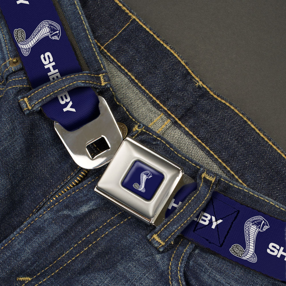 Carroll Shelby Super Snake Cobra Navy & White Seatbelt Belt