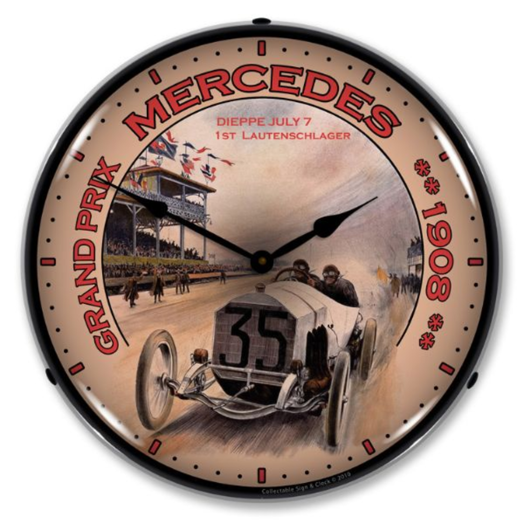 Grand Prix Mercedes Lighted Clock
