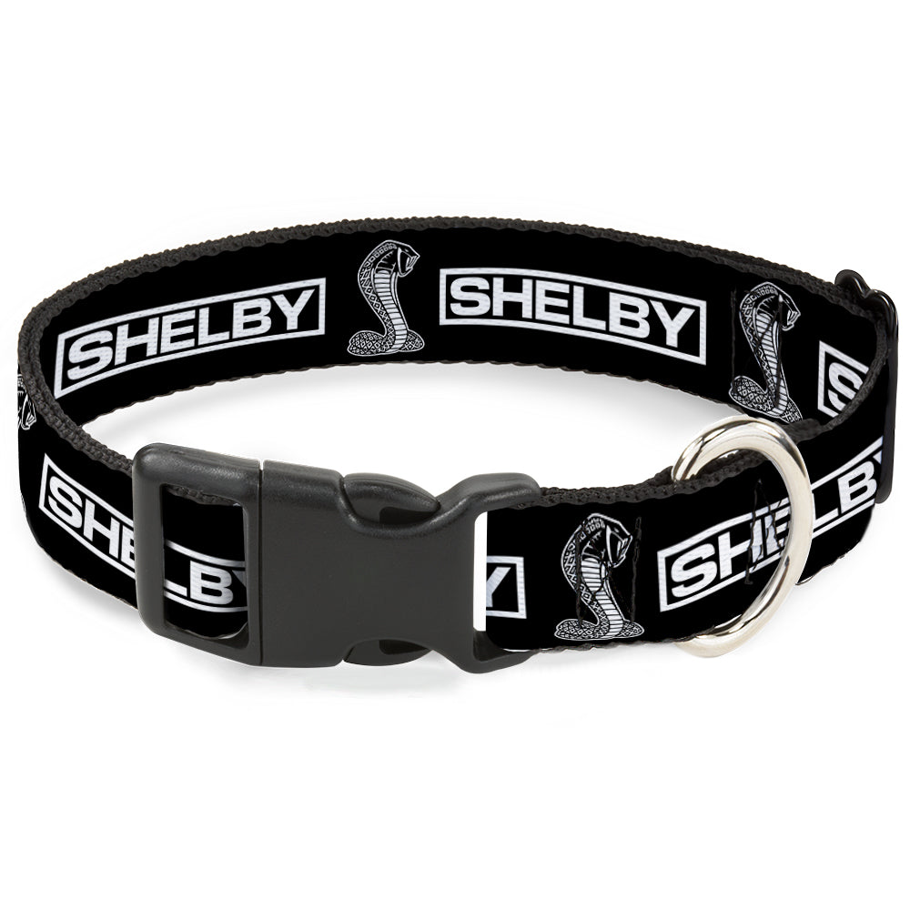 Shelby Box Logo & Super Snake Cobra Black & White Plastic Clip Collar