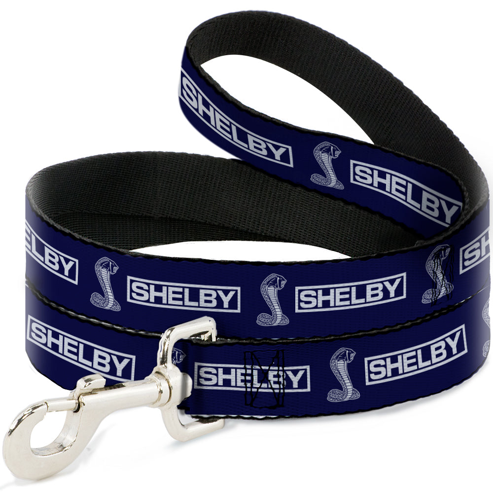 Shelby Box Logo & Super Snake Cobra Blue & White Dog Leash