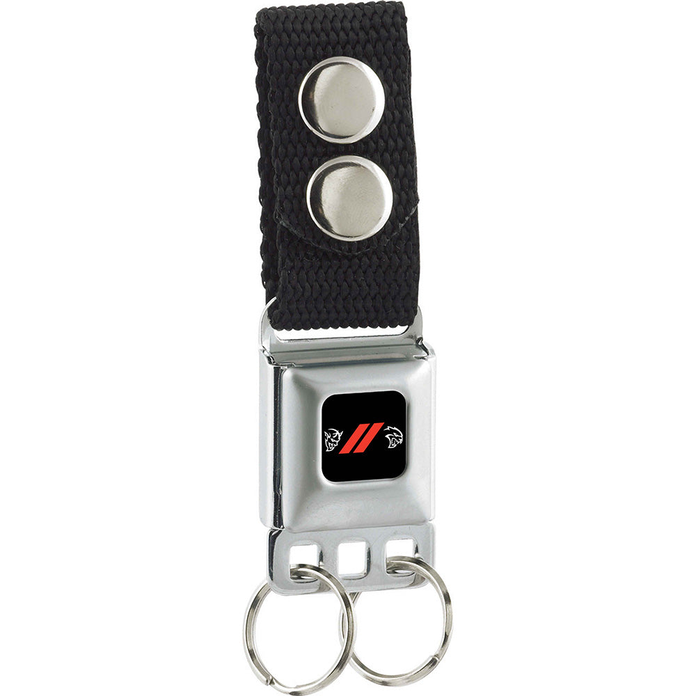 Keychain - Dodge Rhombus Stripe Demon-Hellcat Icon Full Color Black Red White - Black