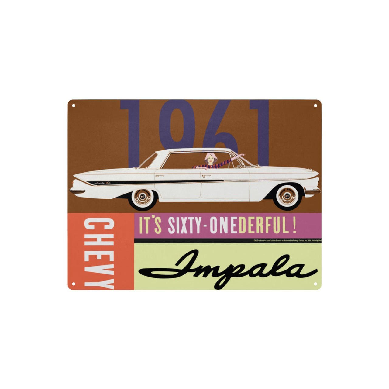 Chevrolet 1961 Impala 12"x16" Tin Sign – Classic Vintage Car Wall Art,  Classic Muscle Car Decor for Garage, Man Cave, Bar, or Home