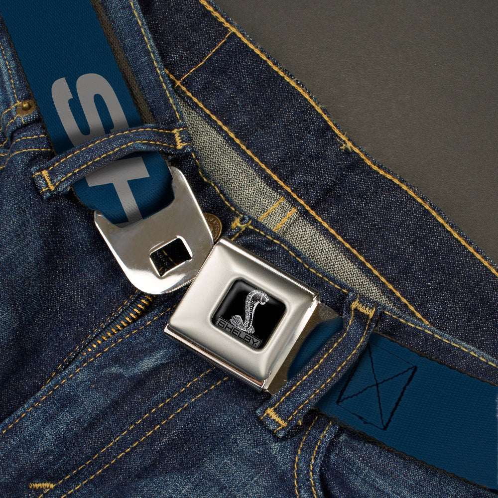 Shelby Bold Blue & Gray Webbing Seatbelt Belt