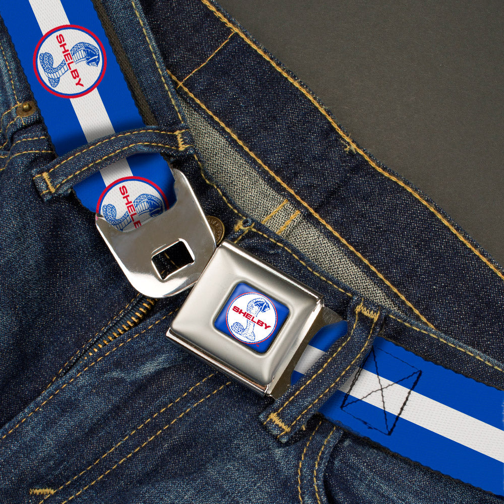 Shelby Racing Stripe Blue & White Seatbelt Belt