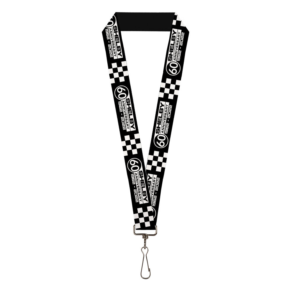 Shelby 60 Years Checkered Black & White Lanyard - 1.0"