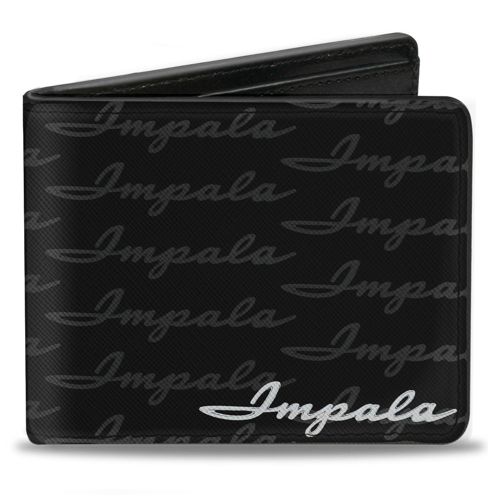 1962 Impala Script Emblem Black & Silver Bi-Fold Wallet