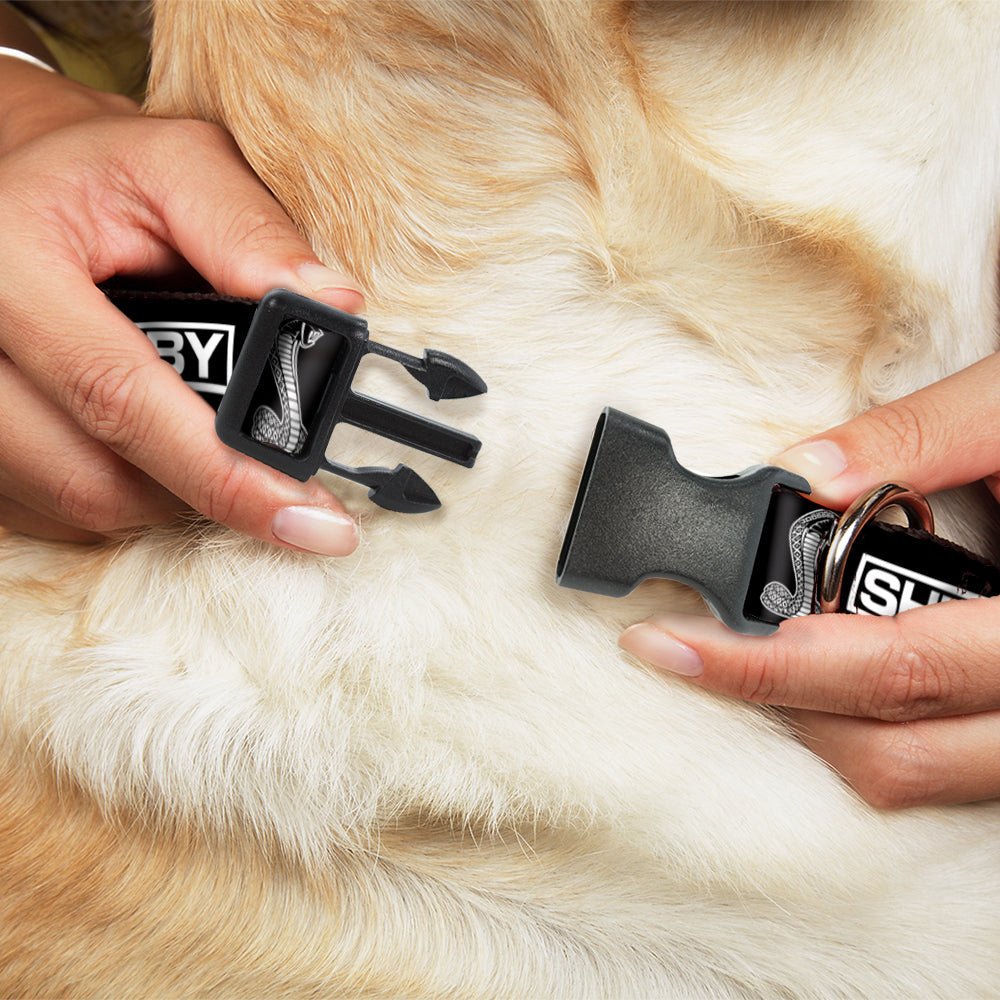 Shelby Box Logo & Super Snake Cobra Black & White Plastic Clip Collar