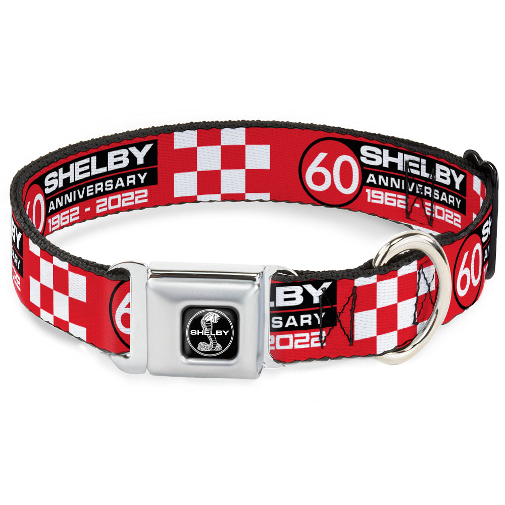 Shelby 60th Anniversary Checkered Red & Black Seatbelt Buckle Collar