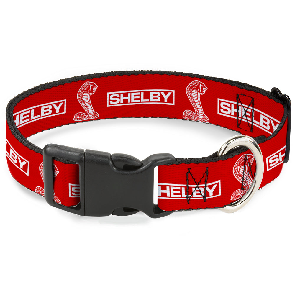 Shelby Box Logo & Super Snake Cobra Red & White Plastic Clip Collar