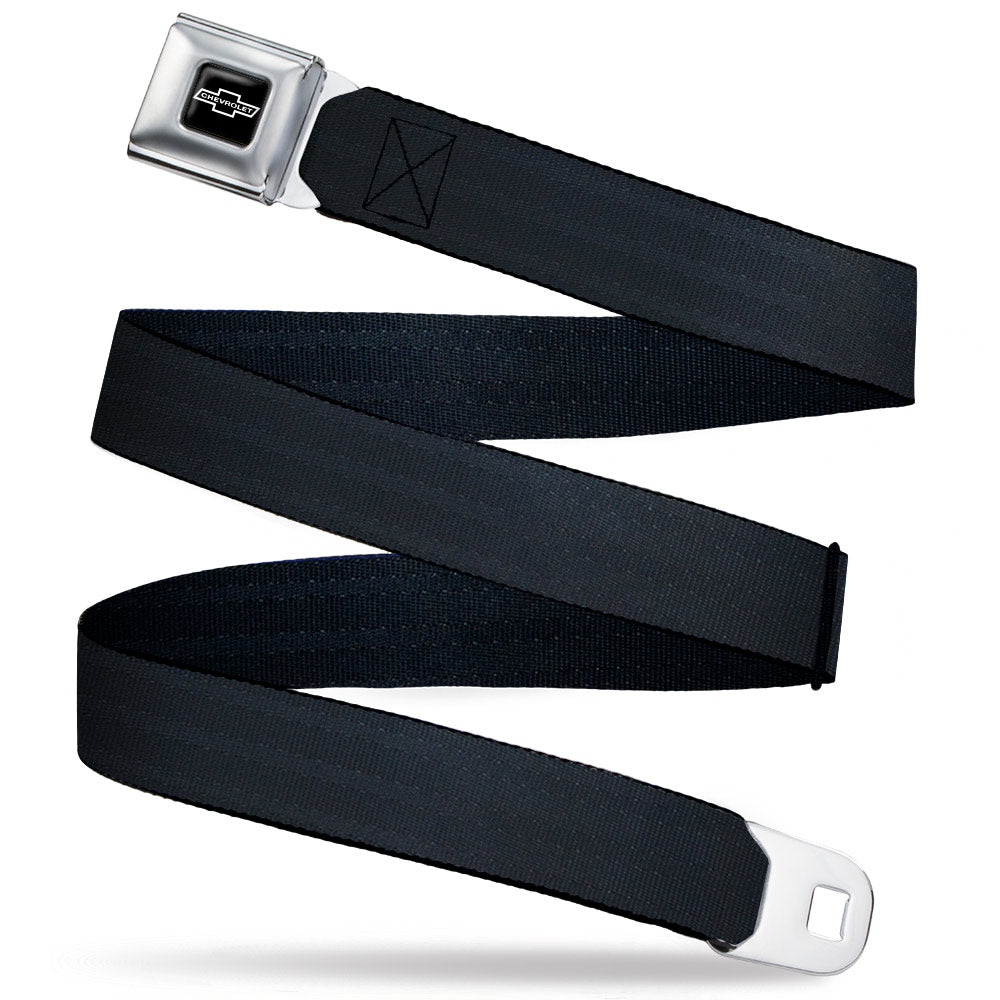 1965 Chevrolet Bowtie Black & White Seatbelt Belt - Black Panel Webbing