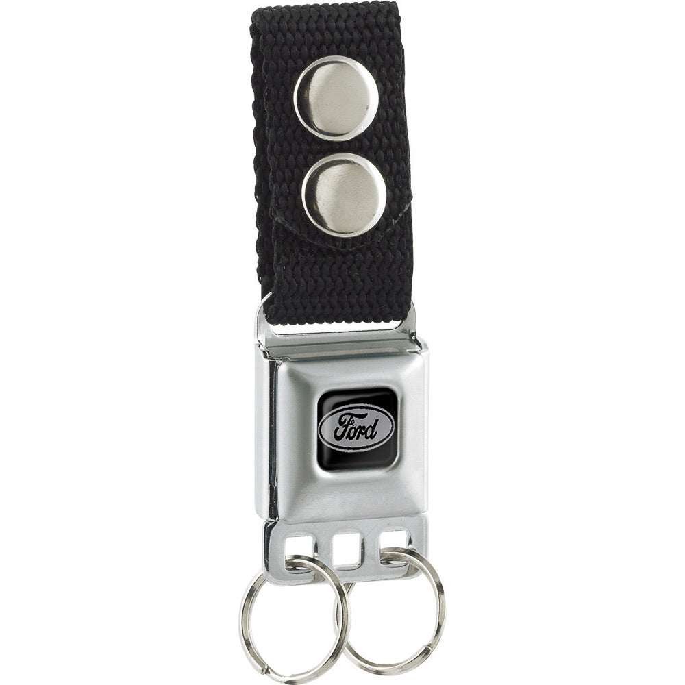 Ford Oval Emblem Black & Silver Keychain