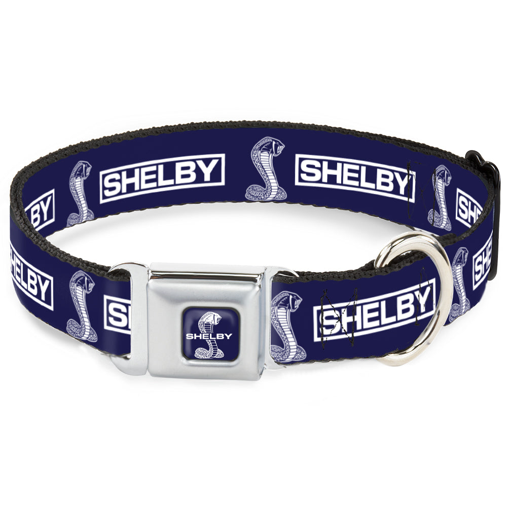 Shelby Super Snake Cobra Blue & White Seatbelt Buckle Collar