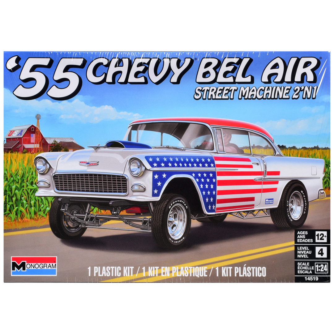 Level 4 Model Kit 1955 Chevrolet Bel Air Street Machine 2-in-1 Kit 1/24 Scale Model