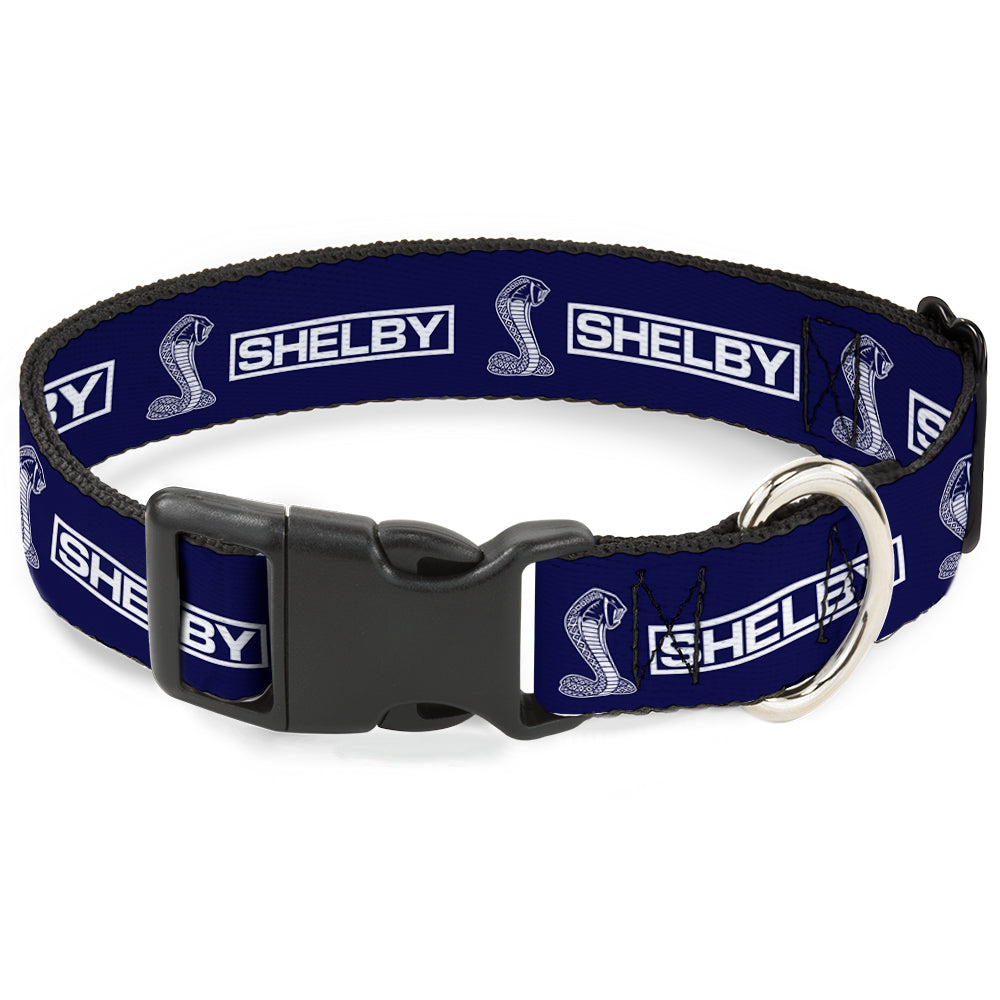 Shelby Box Logo and Super Snake Cobra Blue & White Plastic Clip Collar